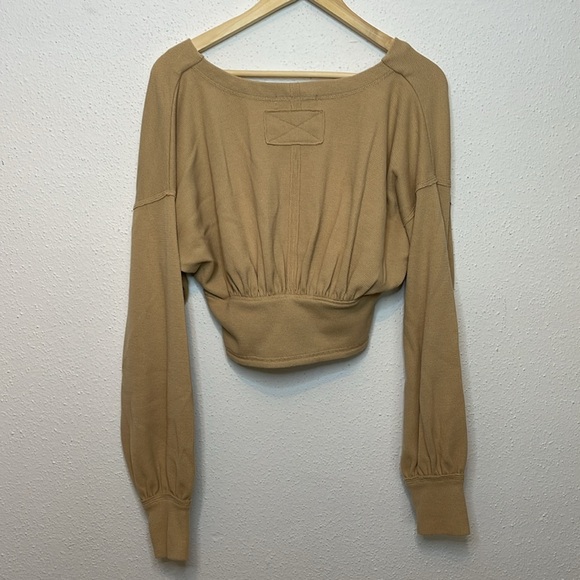 Free People We the Free All Nighter Long Sleeve Surplice Crop Top - Picture 6 of 8